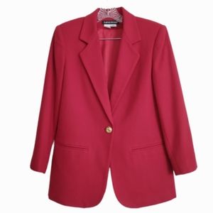 VTG 80s Savannah Size 4P 100% Wool Red Blazer Fall Winter Holiday Academia